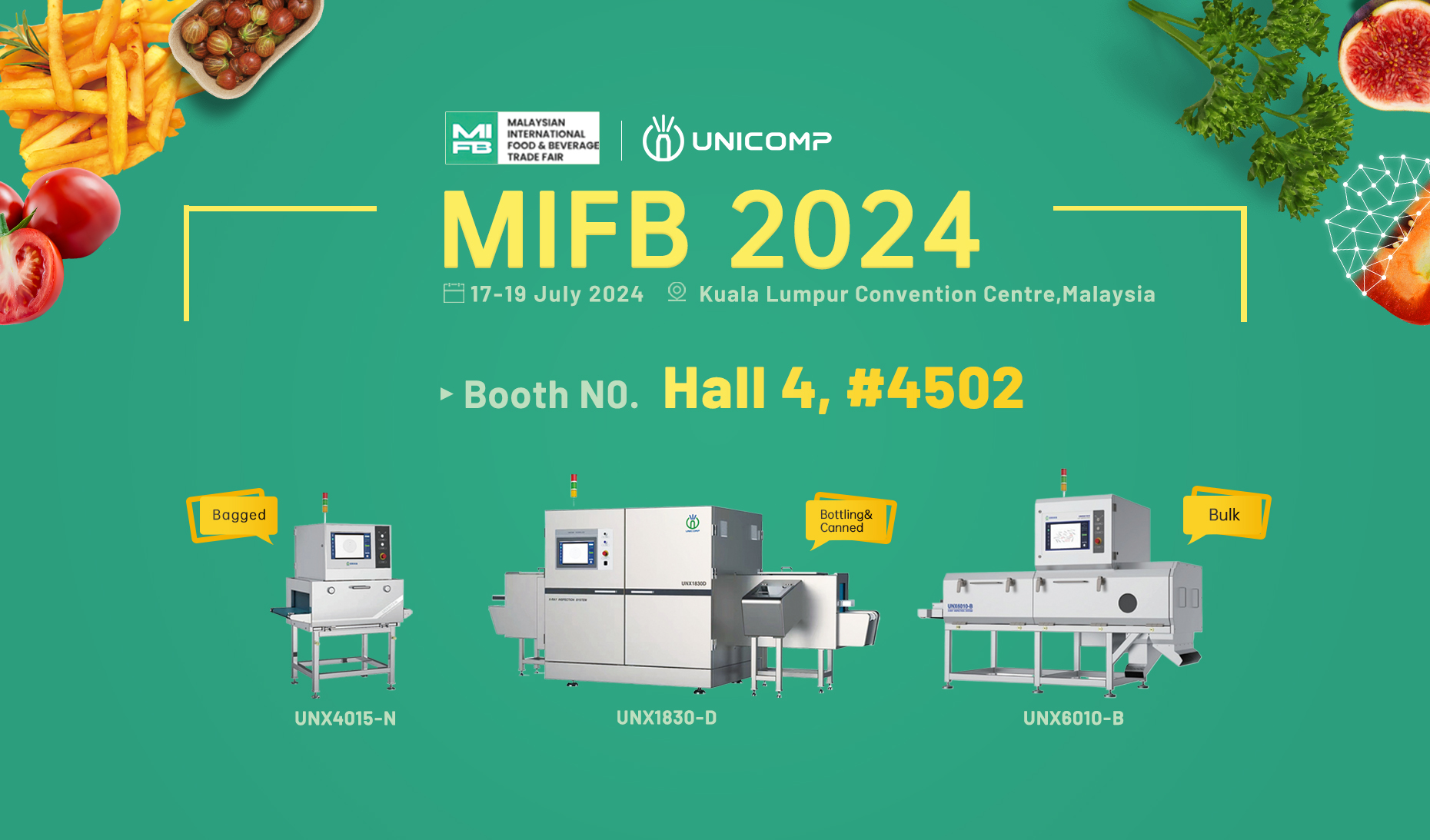 Unicomp Showcases UNX4015 X-ray Machine for Food Contamination Control on MIBF 2024
